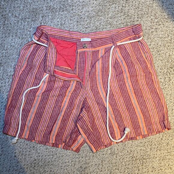 J. Jill - Linen Multi-colored Striped Shorts with Adjustable Belt - Picture 6 of 12